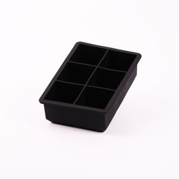 6 large ice cube mould tray in black and orange for whisky, cocktails and chilled drinks