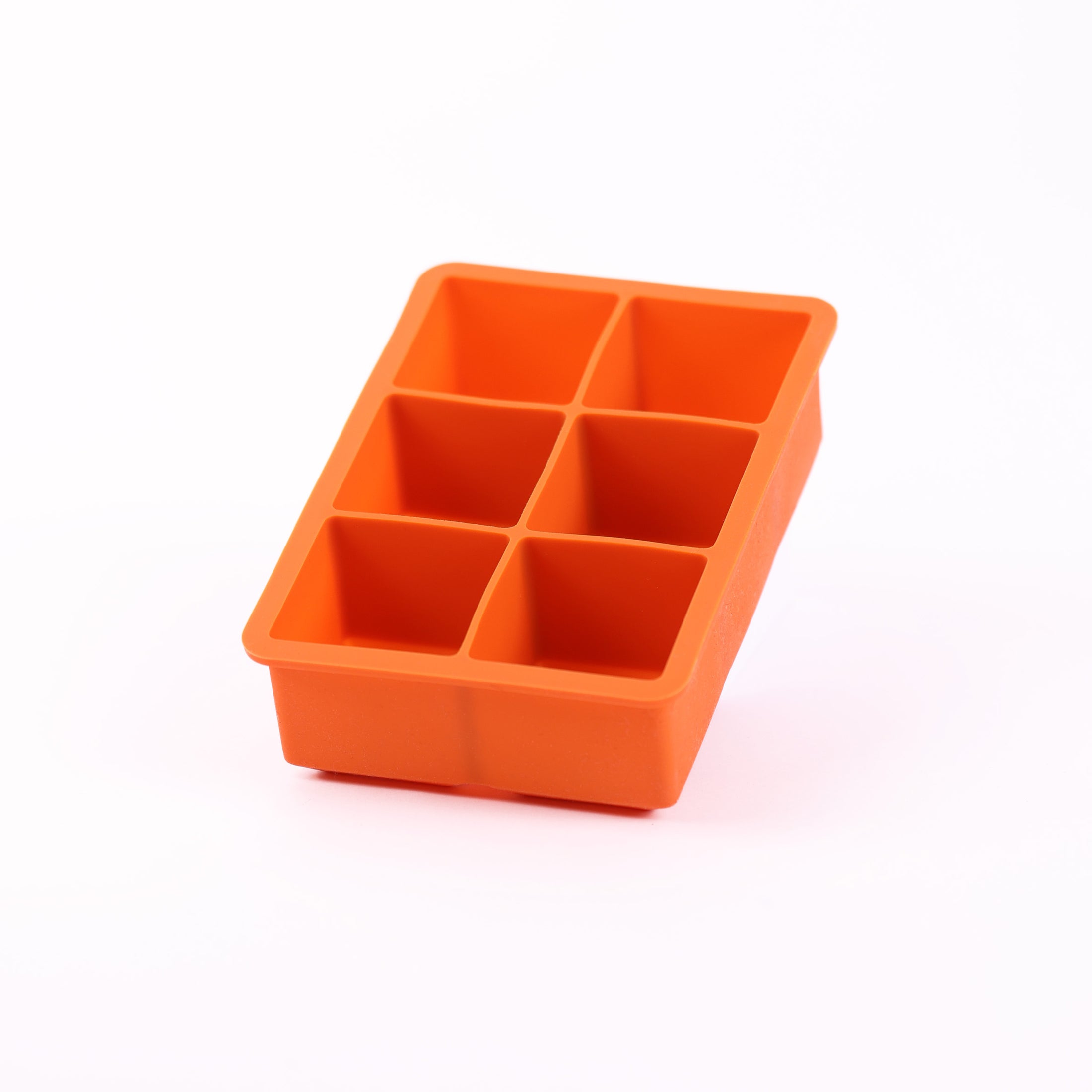 6 large ice cube mould tray in black and orange for whisky, cocktails and chilled drinks