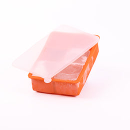 6 large ice cube mould tray in black and orange for whisky, cocktails and chilled drinks