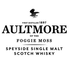 Aultmore Speyside Single Malt Scotch Whisky logo with text and eagle silhouette on a white background