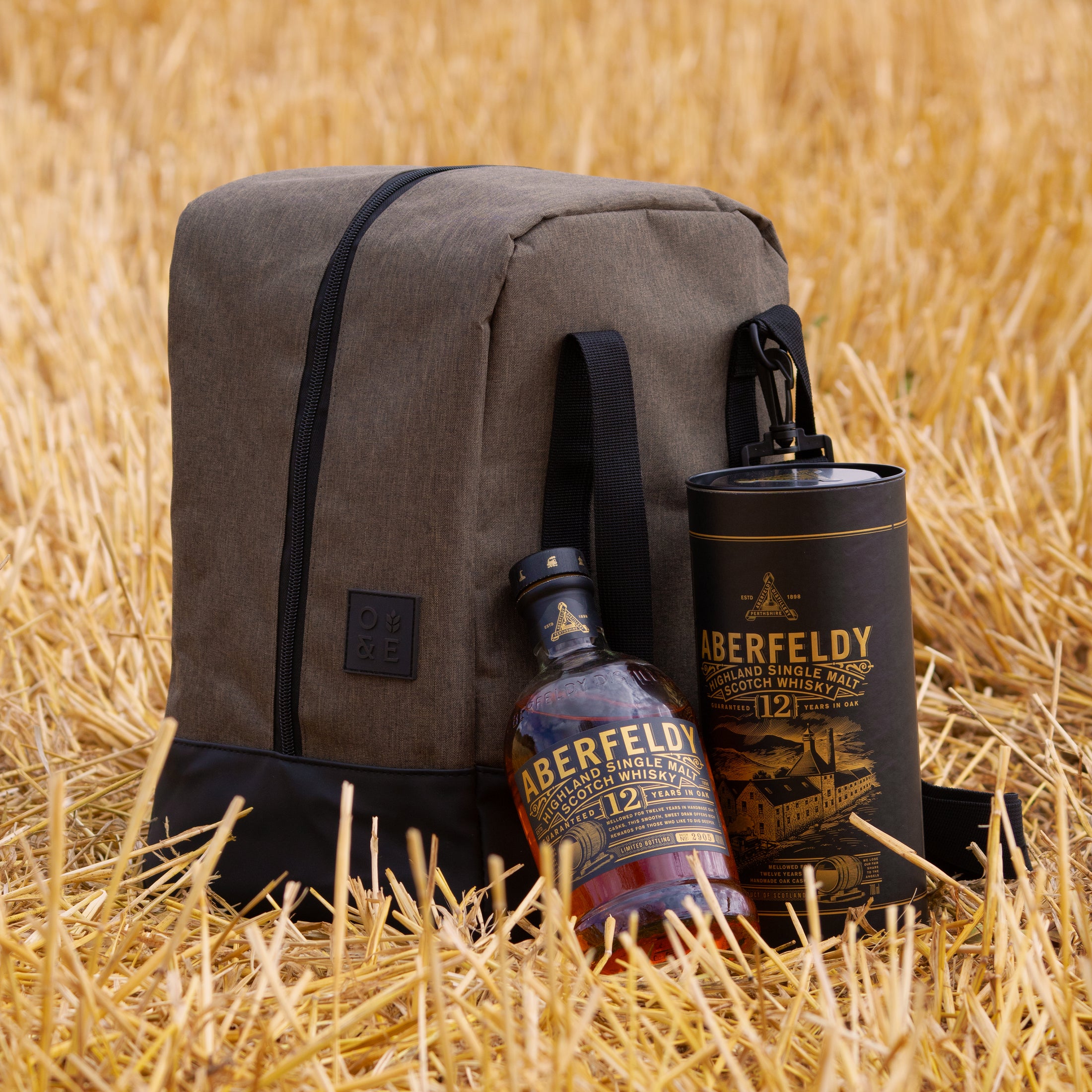 Beverage Bag premium bottle travel bag with structured 4-part divider interior and shoulder strap