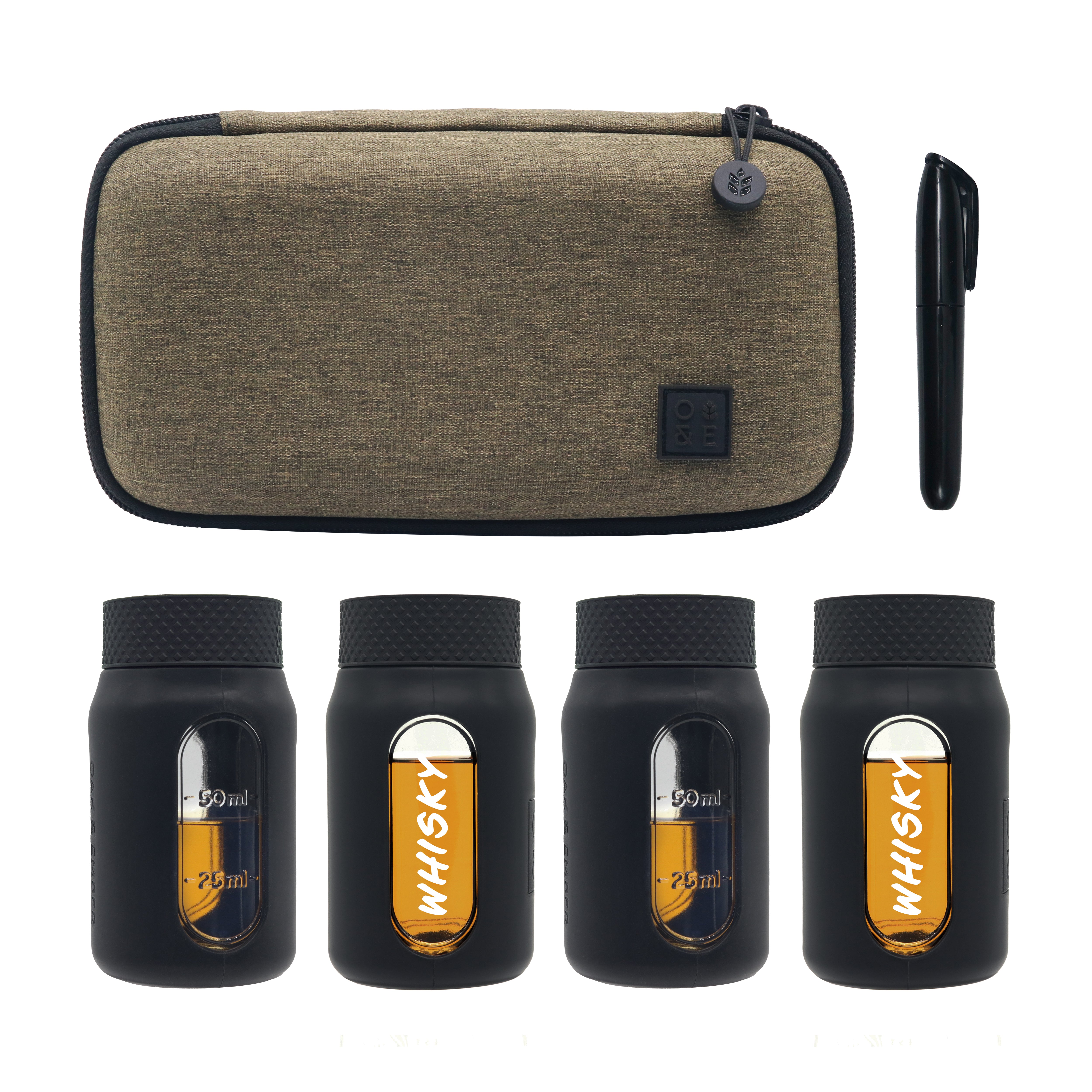 Oak & Ember® Flight Flask Traveller | Whisky Accessory Set