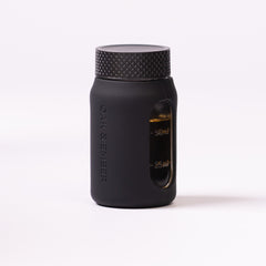 Flight Flask premium glass spirits flask with measurement window and protective silicone sleeve