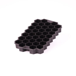 37 hexagon ice cube mould tray in black and orange for cocktails, spirits and chilled drinks