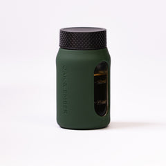 Flight Flask premium glass spirits flask with measurement window and protective silicone sleeve