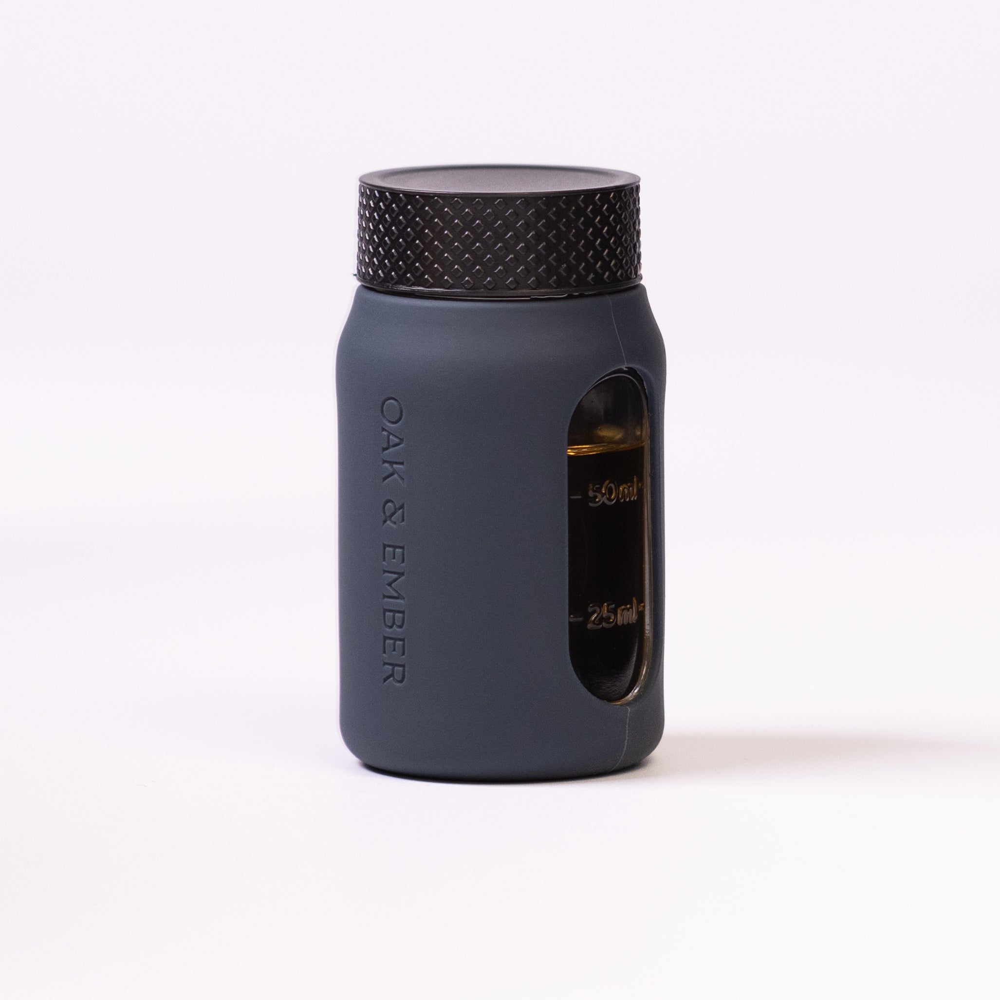 Flight Flask premium glass spirits flask with measurement window and protective silicone sleeve